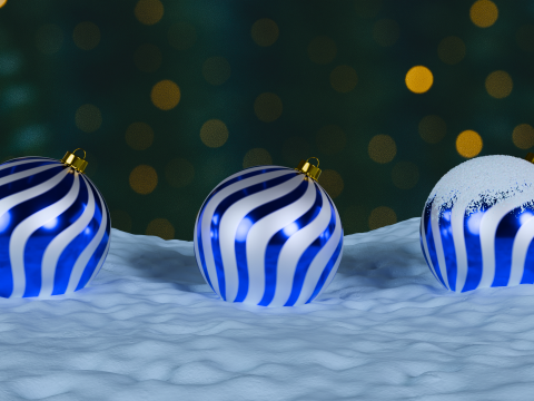 Christmas Ornaments Blue BLEND STL 3D Model