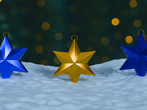 Christmas Ornaments Blue BLEND STL 3D Model