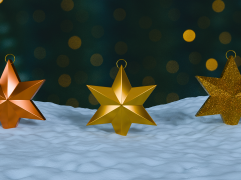 3D Різдвяні прикраси Yellow BLEND STL модель 3D Модель