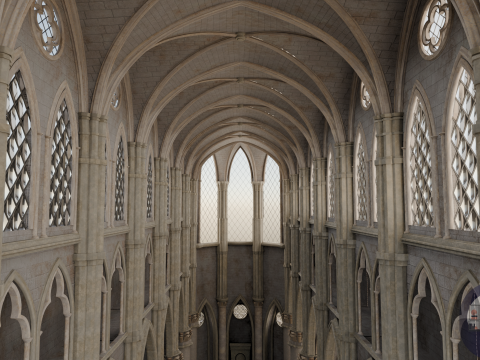 Wnętrze katedry gotyckiej o dużej szczegółowości Model 3D