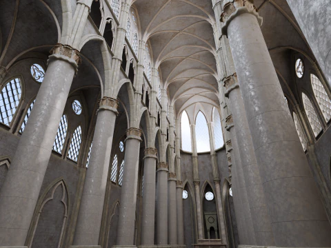 Gothic Cathedral Interior High Detail 3D Model