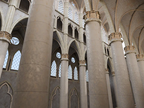 Gothic Cathedral Interior High Detail 3D Model