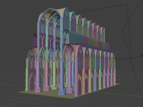 Gothic Cathedral Interior High Detail 3D Model