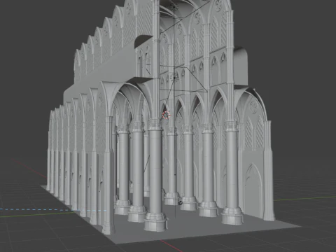 Gothic Cathedral Interior High Detail 3D Model