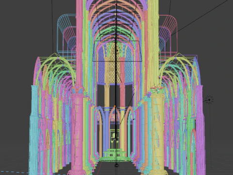 Gothic Cathedral Interior High Detail 3D Model