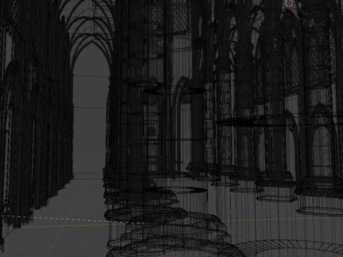 Gothic Cathedral Interior High Detail 3D Model