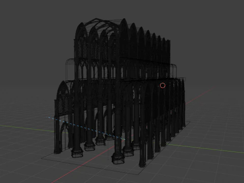 Gothic Cathedral Interior High Detail 3D Model
