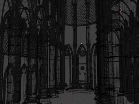 Gothic Cathedral Interior High Detail 3D Model