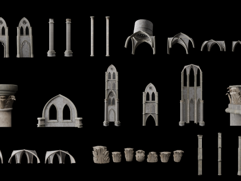 Готический модульный комплект 3D Модель