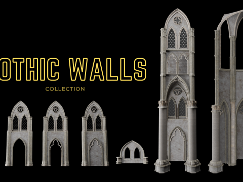 哥特式模块化墙 3D 模型