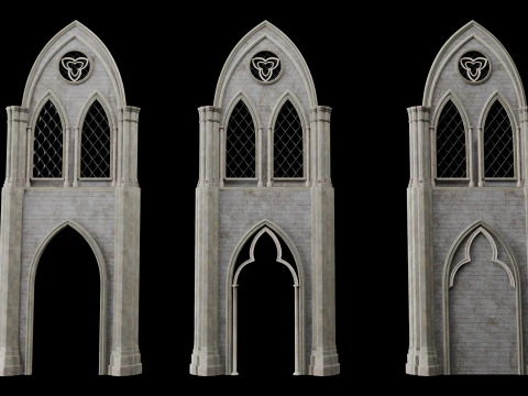 Gothic Modular Walls 3D Model