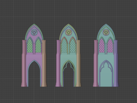 Gothic Modular Walls 3D Model