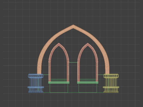 Gothic Modular Walls 3D Model