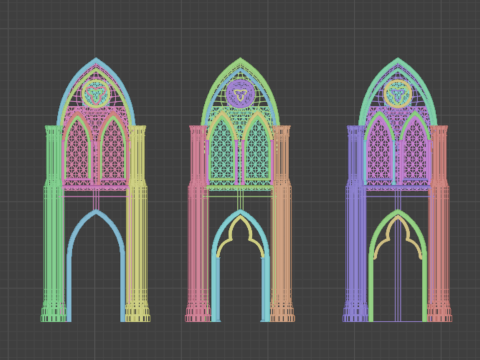 Gothic Modular Walls 3D Model