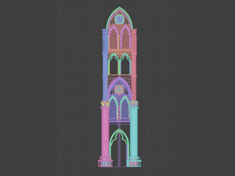 Gothic Modular Walls 3D Model