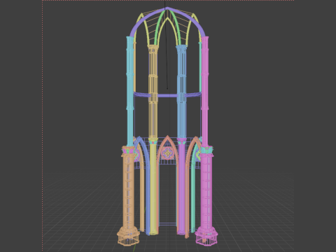 Gothic Modular Walls 3D Model