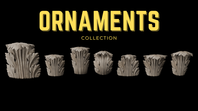 Gotik Yaprak S&uuml;sleri 3D Model .c4d .max .obj .3ds .fbx .stl .blend 