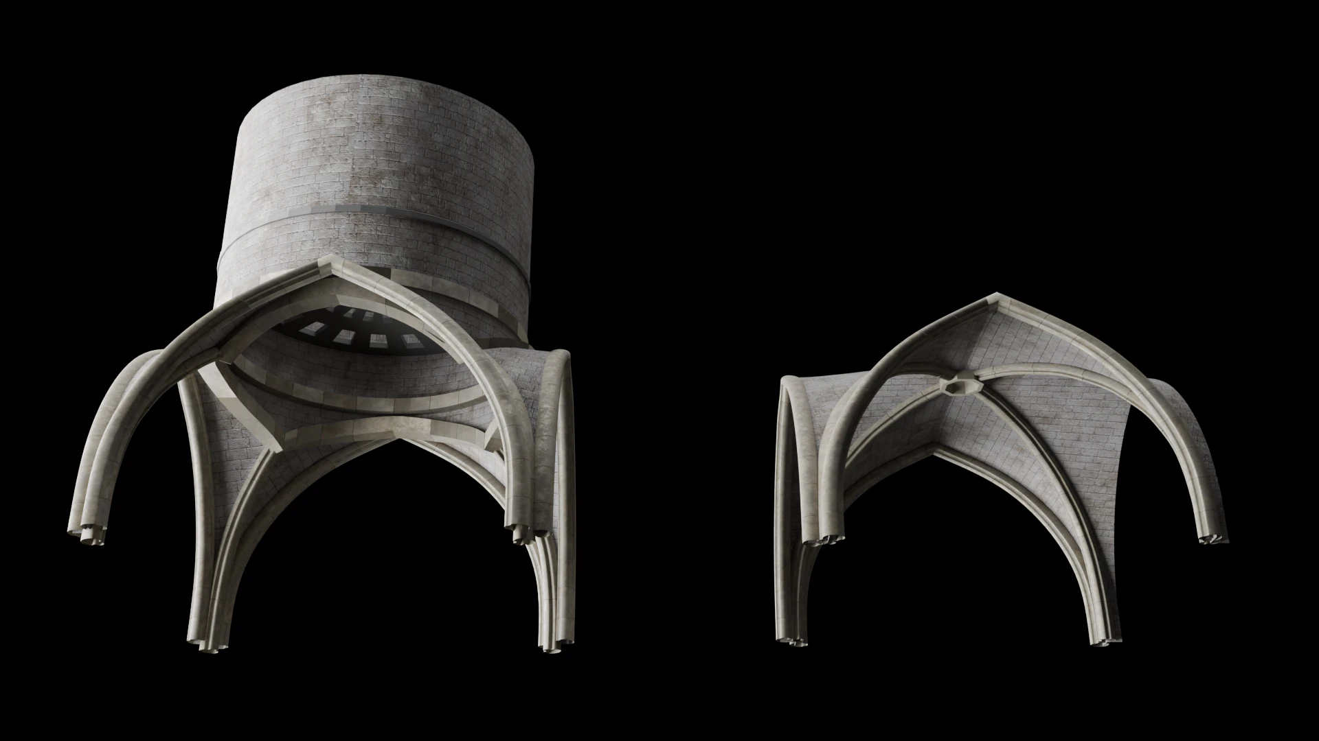 Gothic Vaulted Ceilings Light Aperture Set 3D Model .c4d .max .obj .3ds .fbx .stl .blend 