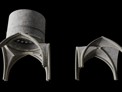 Gotik Tonozlu Tavanlar Işık A&ccedil;ıklığı Seti 3D Model