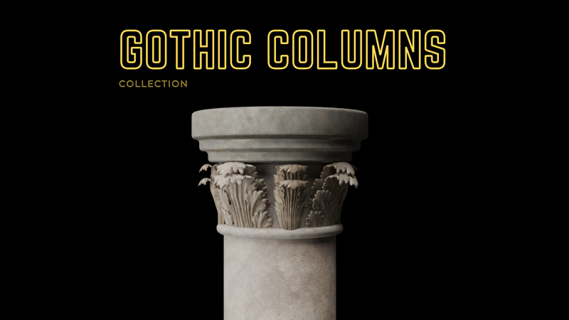Gotik S&uuml;tun Koleksiyonu 3D Model .c4d .max .obj .3ds .fbx .stl .blend 