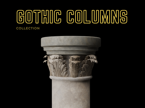 Gotik S&uuml;tun Koleksiyonu 3D Model