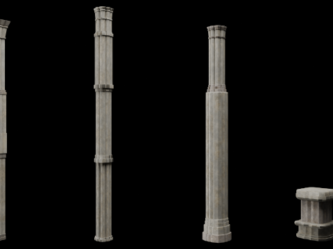 Gotik S&uuml;tun Koleksiyonu 3D Model