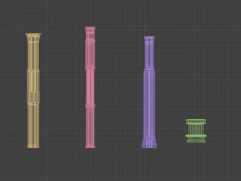 Gothic Column Collection 3D Model