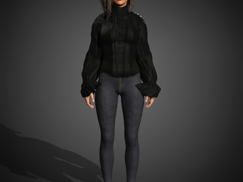 Karakter Wanita Muda Model 3D