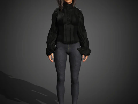 Young Female Character 3D Model