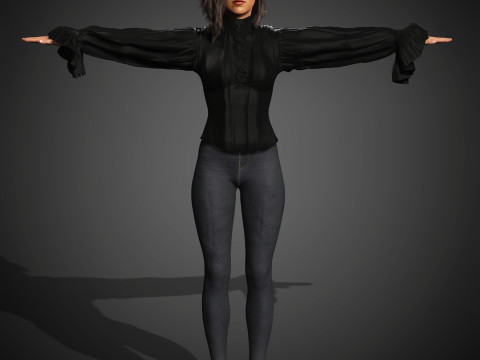 Karakter Wanita Muda Model 3D