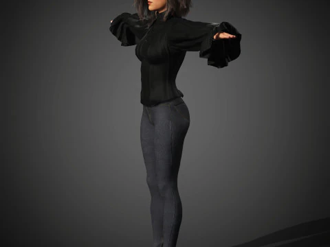 Young Female Character 3D Model