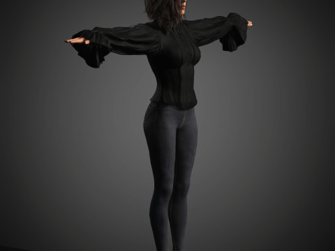 Karakter Wanita Muda Model 3D