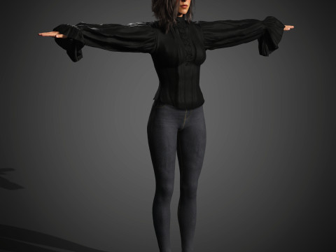 Karakter Wanita Muda Model 3D