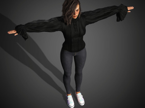 Karakter Wanita Muda Model 3D