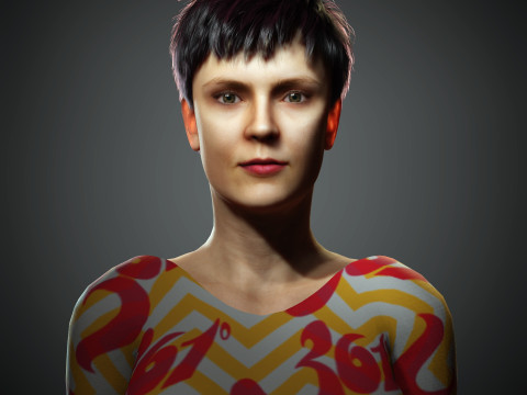 Junge Frau mit kurzem Haarcharakter 3D Modell