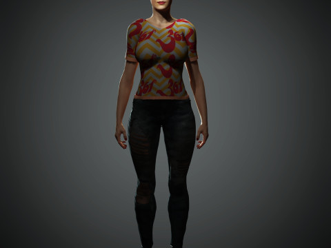 Junge Frau mit kurzem Haarcharakter 3D Modell