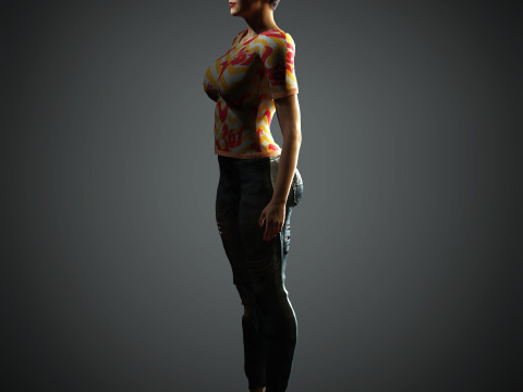 Junge Frau mit kurzem Haarcharakter 3D Modell