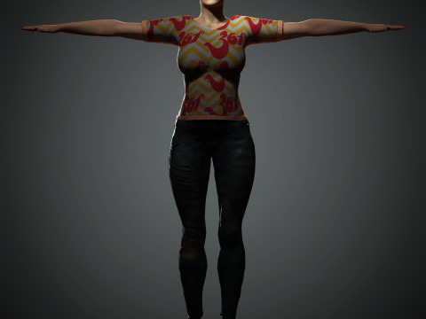 Junge Frau mit kurzem Haarcharakter 3D Modell