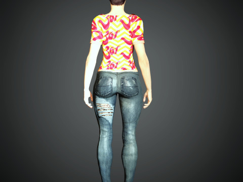 Junge Frau mit kurzem Haarcharakter 3D Modell