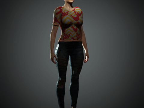 Junge Frau mit kurzem Haarcharakter 3D Modell