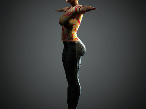 Junge Frau mit kurzem Haarcharakter 3D Modell