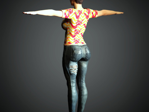 Junge Frau mit kurzem Haarcharakter 3D Modell