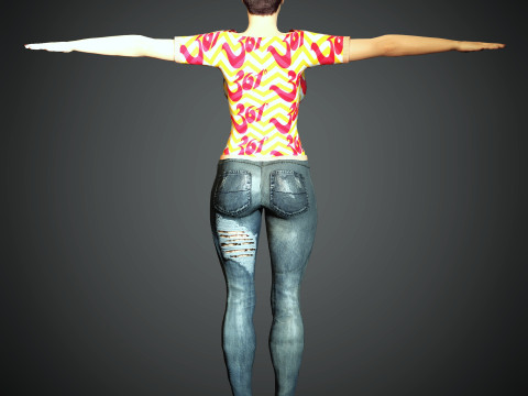 Junge Frau mit kurzem Haarcharakter 3D Modell