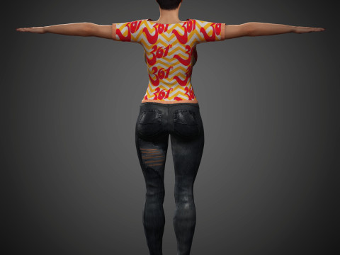 Junge Frau mit kurzem Haarcharakter 3D Modell