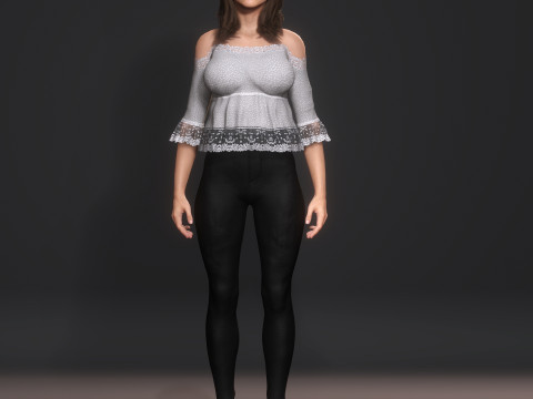 फैशनेबल महिला चरित्र 3D मॉडल