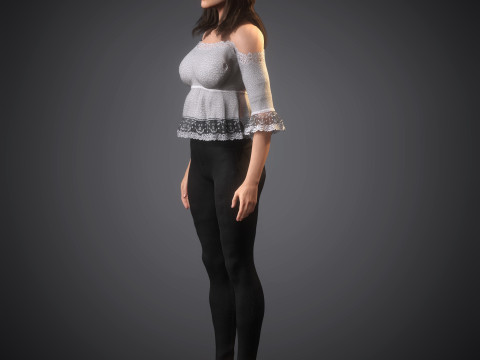 फैशनेबल महिला चरित्र 3D मॉडल