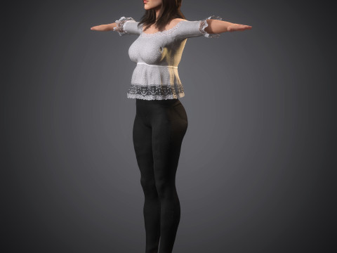 फैशनेबल महिला चरित्र 3D मॉडल