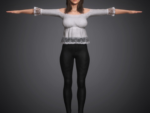 फैशनेबल महिला चरित्र 3D मॉडल