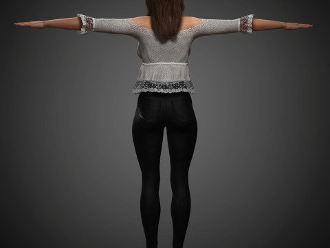 फैशनेबल महिला चरित्र 3D मॉडल