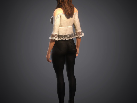 फैशनेबल महिला चरित्र 3D मॉडल